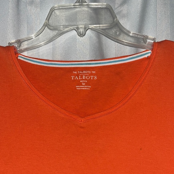 Talbots Bright Orange V-Neck Short Sleeve Tee “The Talbots Tee” - Picture 5 of 6